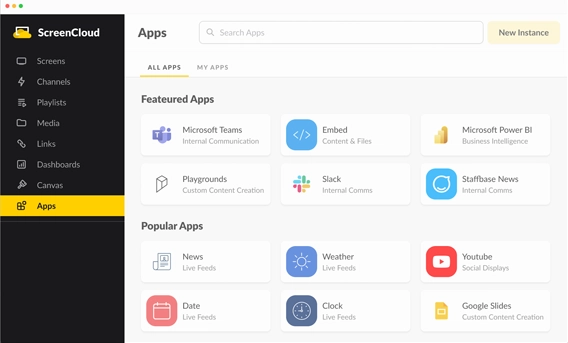 A photo of the Apps Page, with Featured Apps