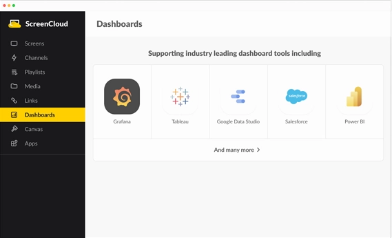 A picture of the Dashboards Page